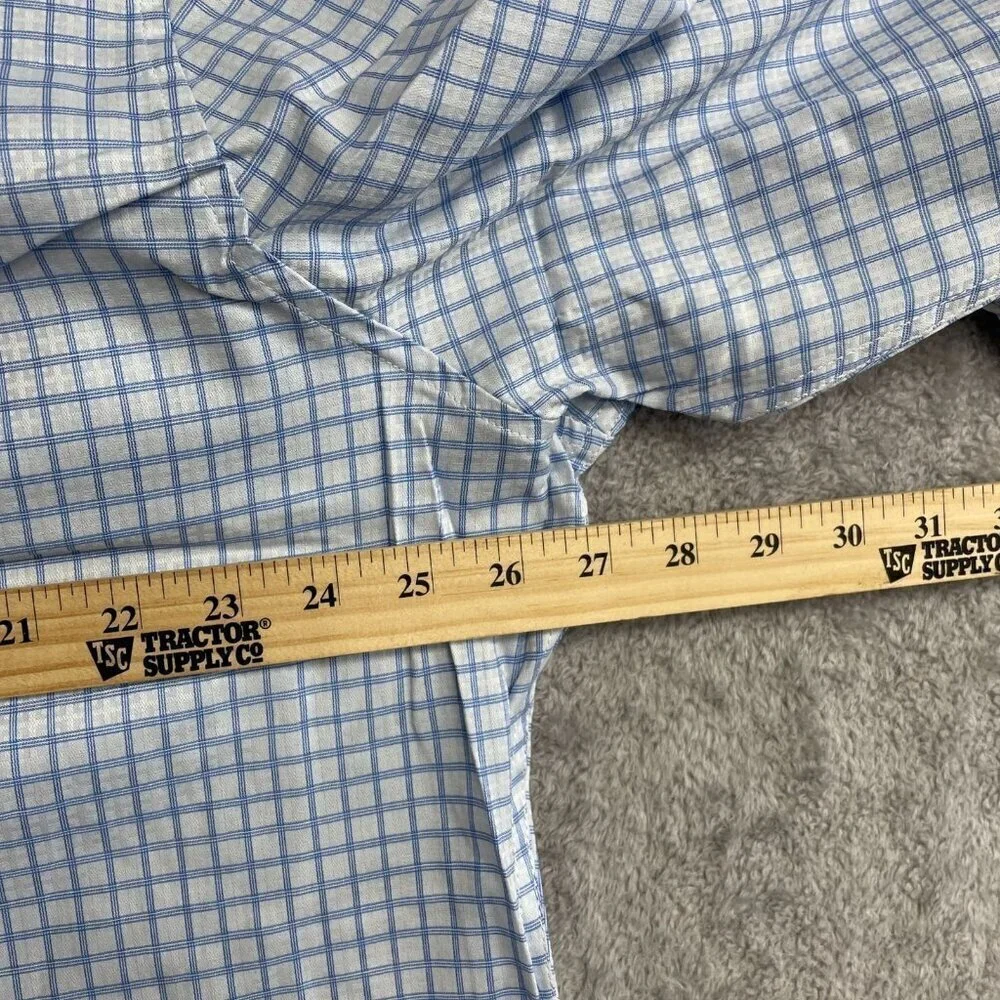 NEW Duchamp London Men's 18/XXL Slim Fit Blue Checkered Button down Dress Shirt
